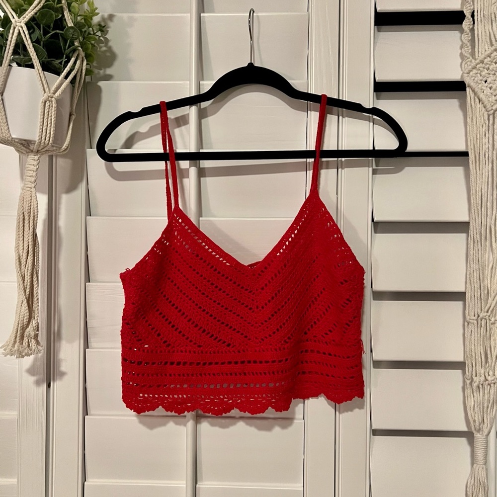 Crochet red H&M crop top
